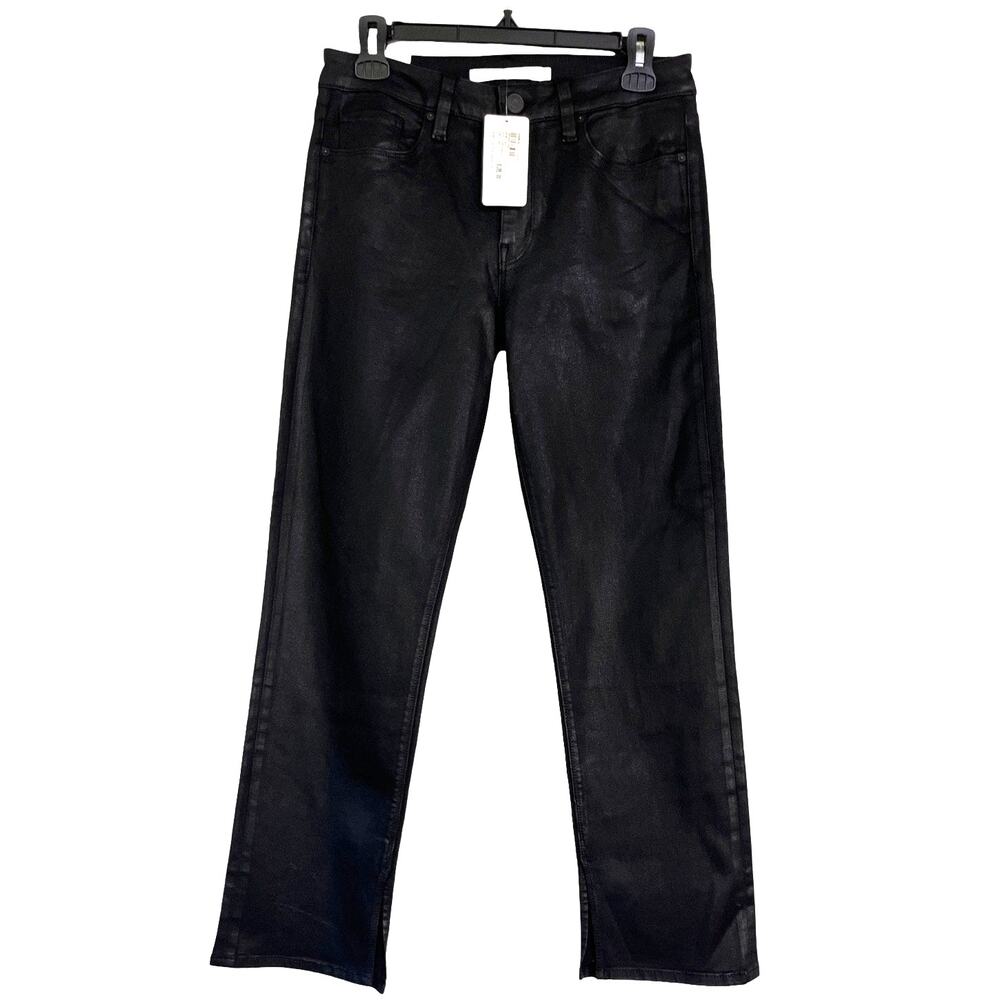 Hudson Jeans Nico Coated Black Mid Rise Straight Ankle Size 28 NWT Edgy Baddie